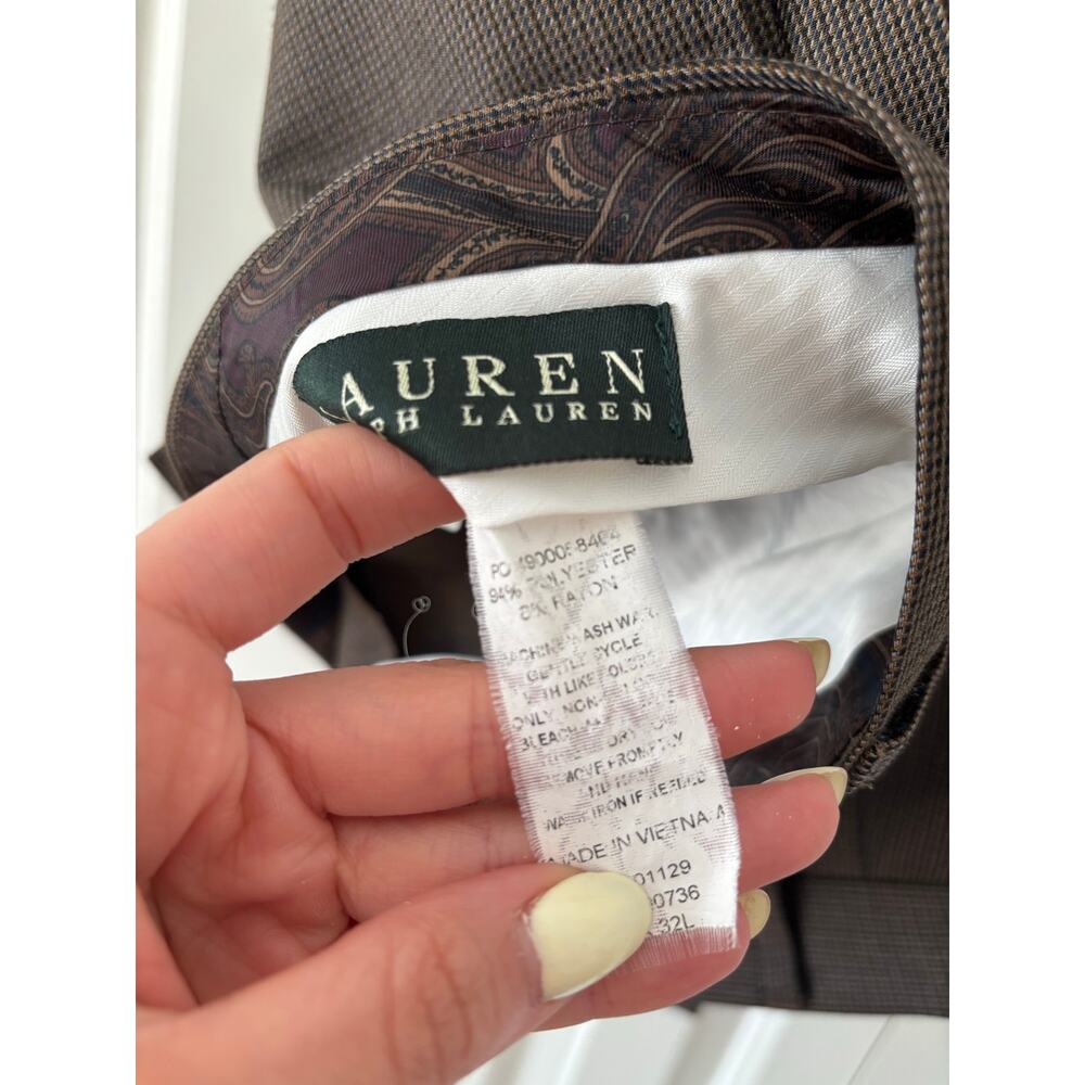 Lauren Ralph Lauren Brown Dress Pants Mens 42x32 Classic Flat Front Wool Blend - Picture 9 of 16
